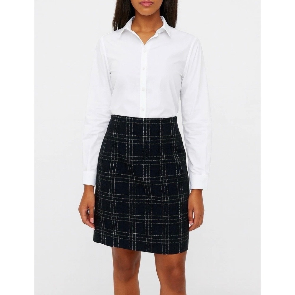 Vintage Plaid Skirt Tweed Black Silver NWT